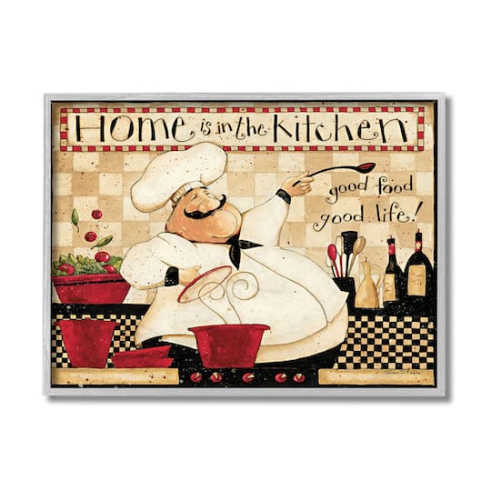 Stupell Industries Home is the Kitchen Chef Framed Wall Art